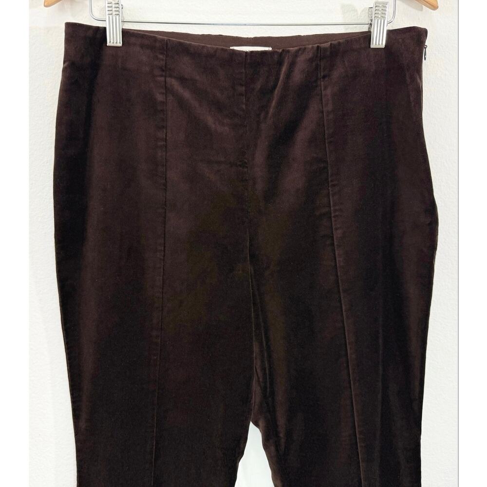 Maeve High Rise Split Front Velvet Skinny Pants Brown Holiday Party Stretch Sz M - Picture 6 of 14